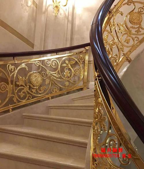 泊头加工铜楼梯别墅艺术铜楼梯栏杆高级设计